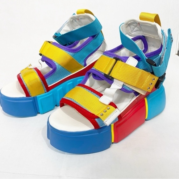 ANTHONY WANG Rainbow Cranberry Platform Sandals - Picture 4 of 13